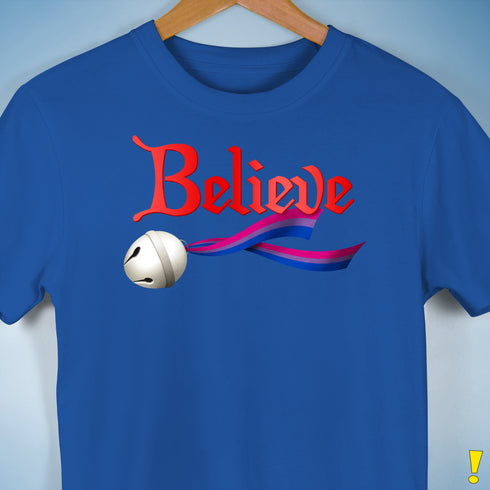 Believe Bisexual Pride Jingle Bell Premium Unisex T-Shirt - Royal Blue